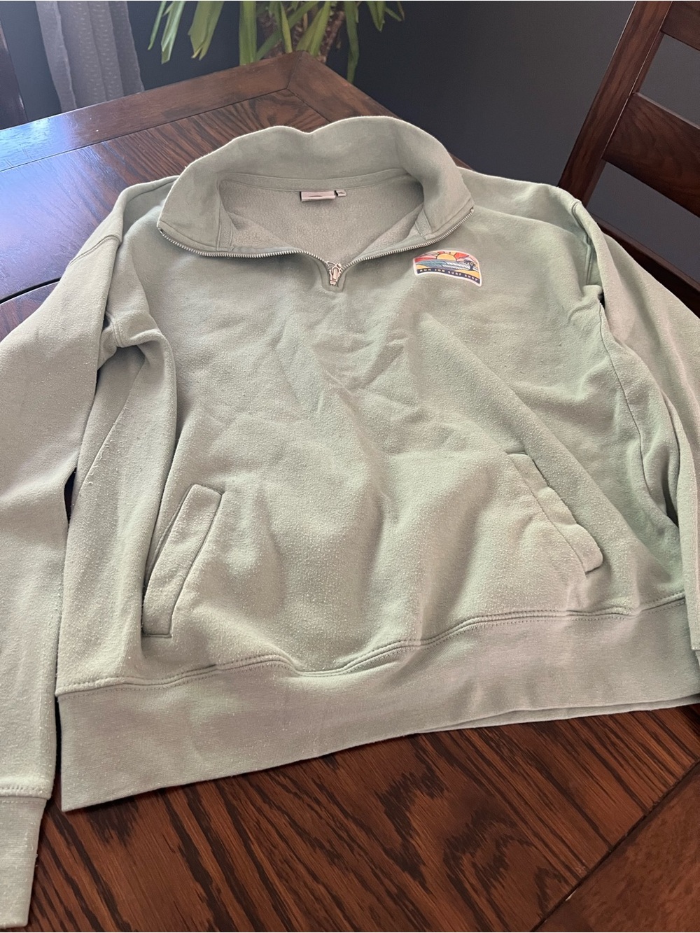 Ron Jon Surf Shop Men's Green 1/4 Zip Mock Neck Fleece Sweatshirt XL Logo # 679